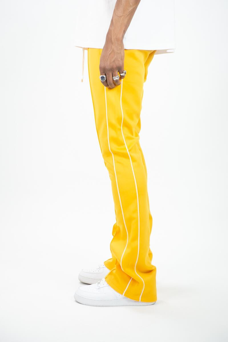 Rebel Minds Yellow/White Stacked Flare Stripe Track Pants