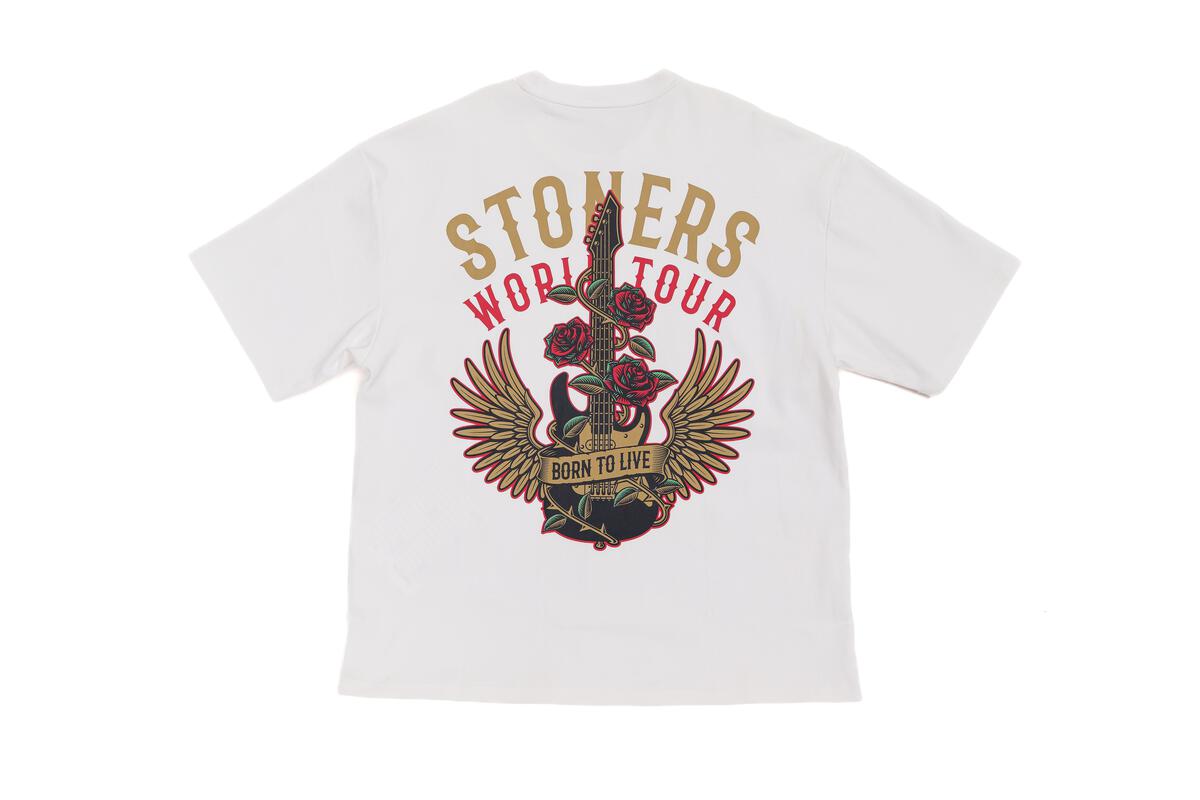 Stoner Guitar Rose Vintage White T-Shirt