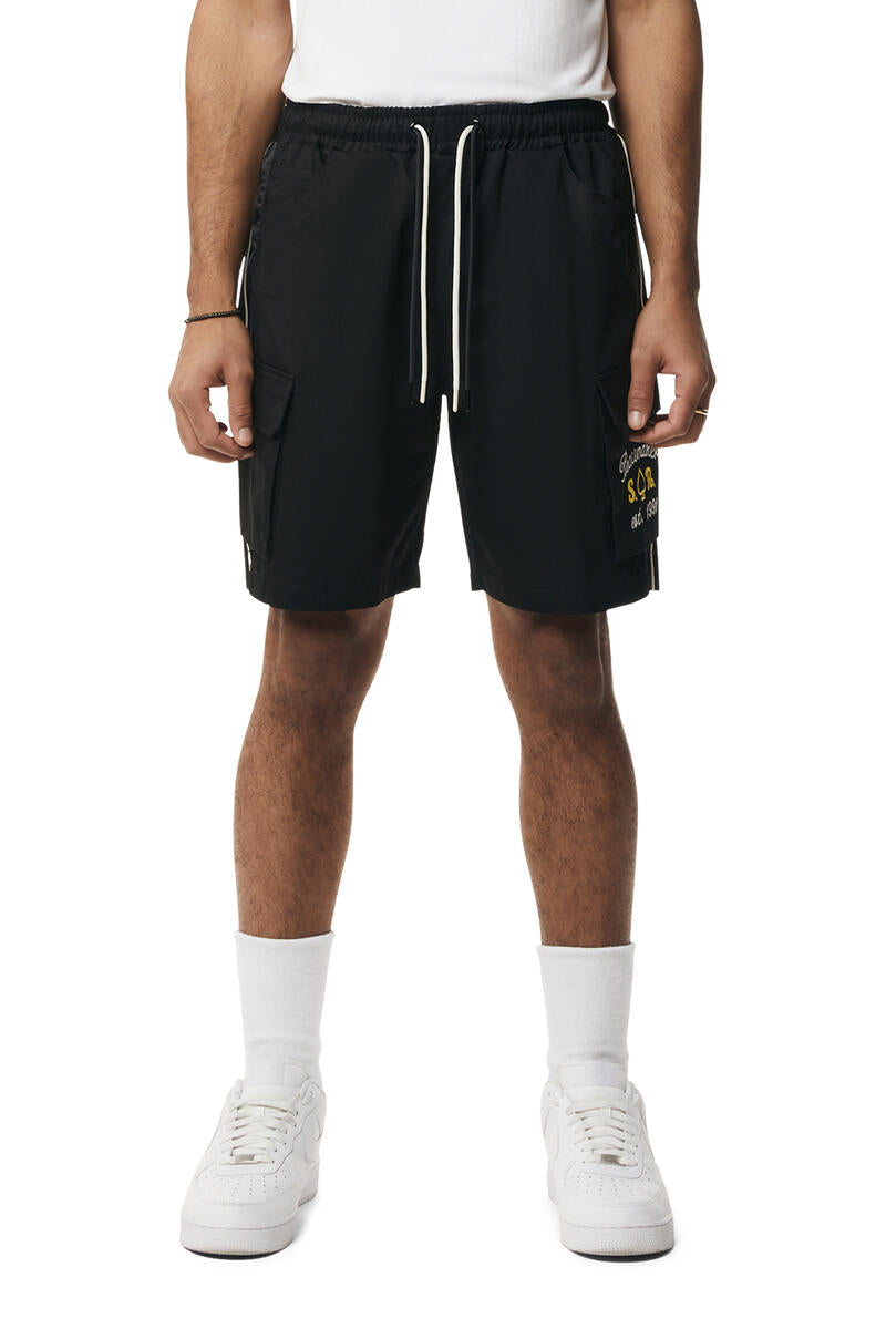 Smoke Rise Graphic Twill Black Shorts