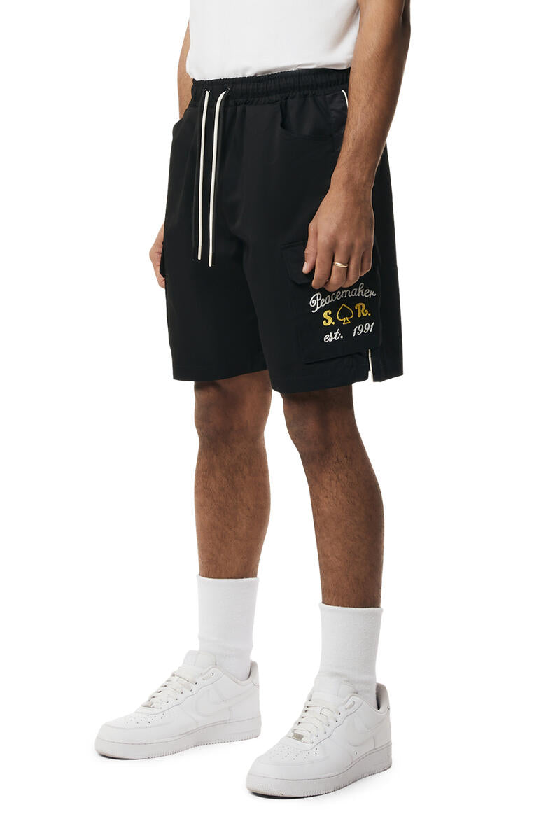 Smoke Rise Graphic Twill Black Shorts