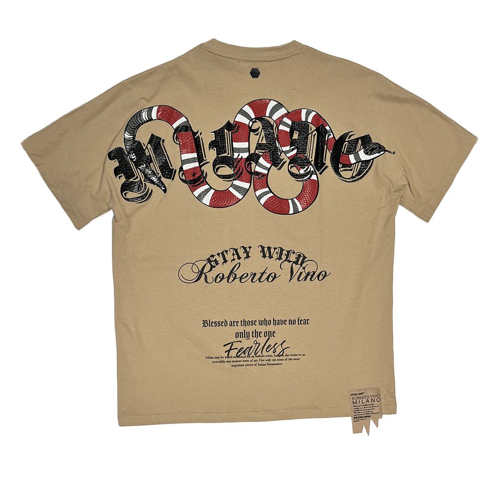 Roberto Vino Milano Wild Snake Beige T-Shirt