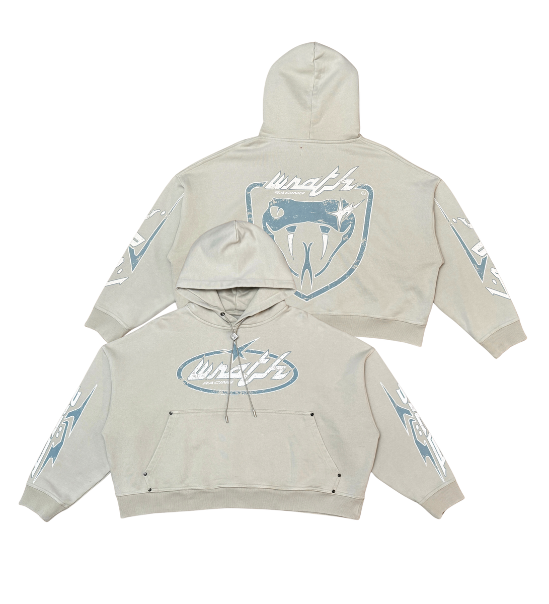 Wrathboy Viper Cropped Hoodie Grey