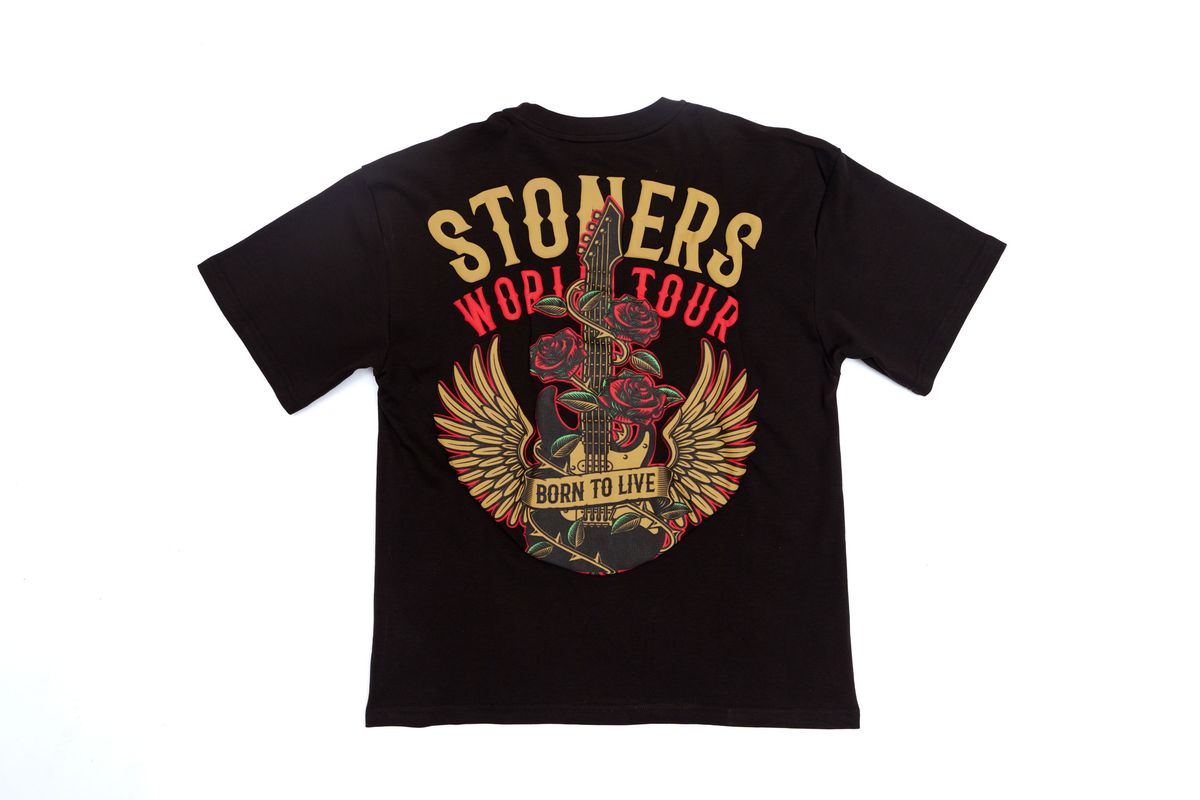 Stoner Guitar Rose Black T-Shirt