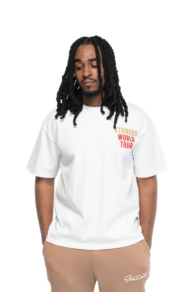 Stoner Guitar Rose Vintage White T-Shirt