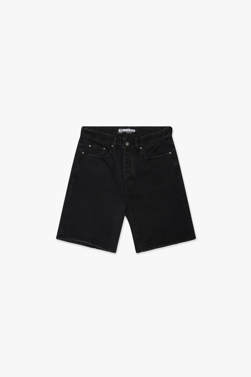 6th Nbrhd "District " Black Denim Shorts