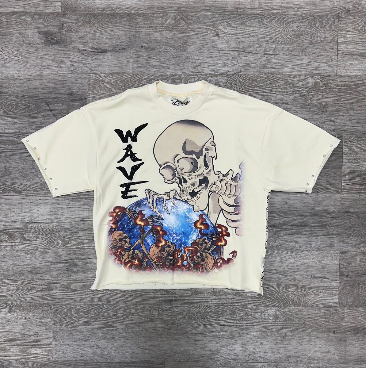 Bkys Wave Cropped Cream T-Shirt