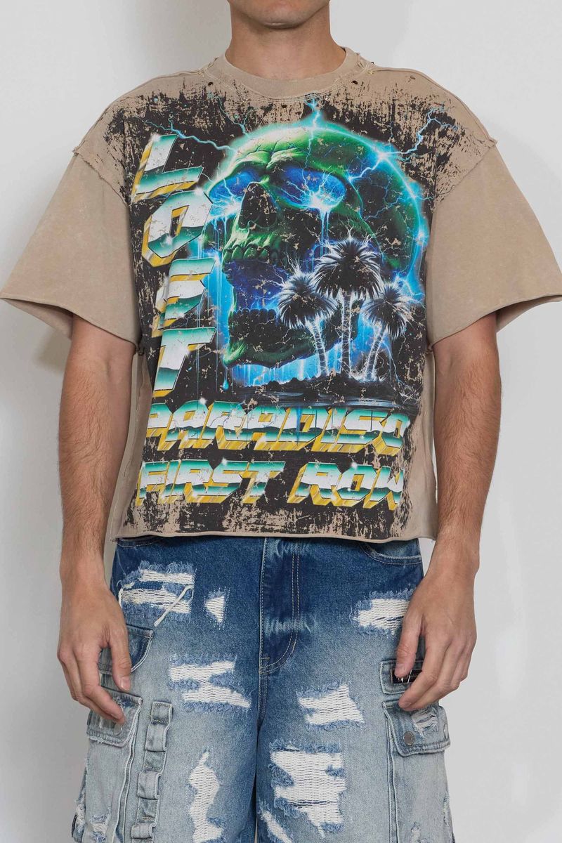 First Row Lost Paeadiso Burning Pyramid Cropped Tee