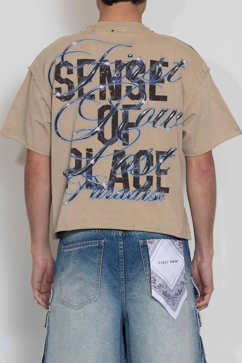First Row Lost Paeadiso Burning Pyramid Cropped Tee