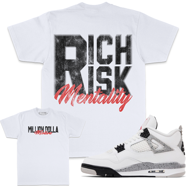 Million Dolla Motive Rich Risk Mentality - White T-Shirts
