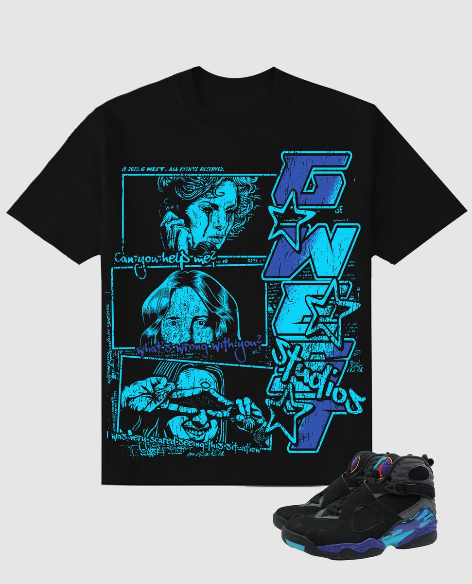 G WEST CAN YOU HELP ME TEE BLACK/BLUE