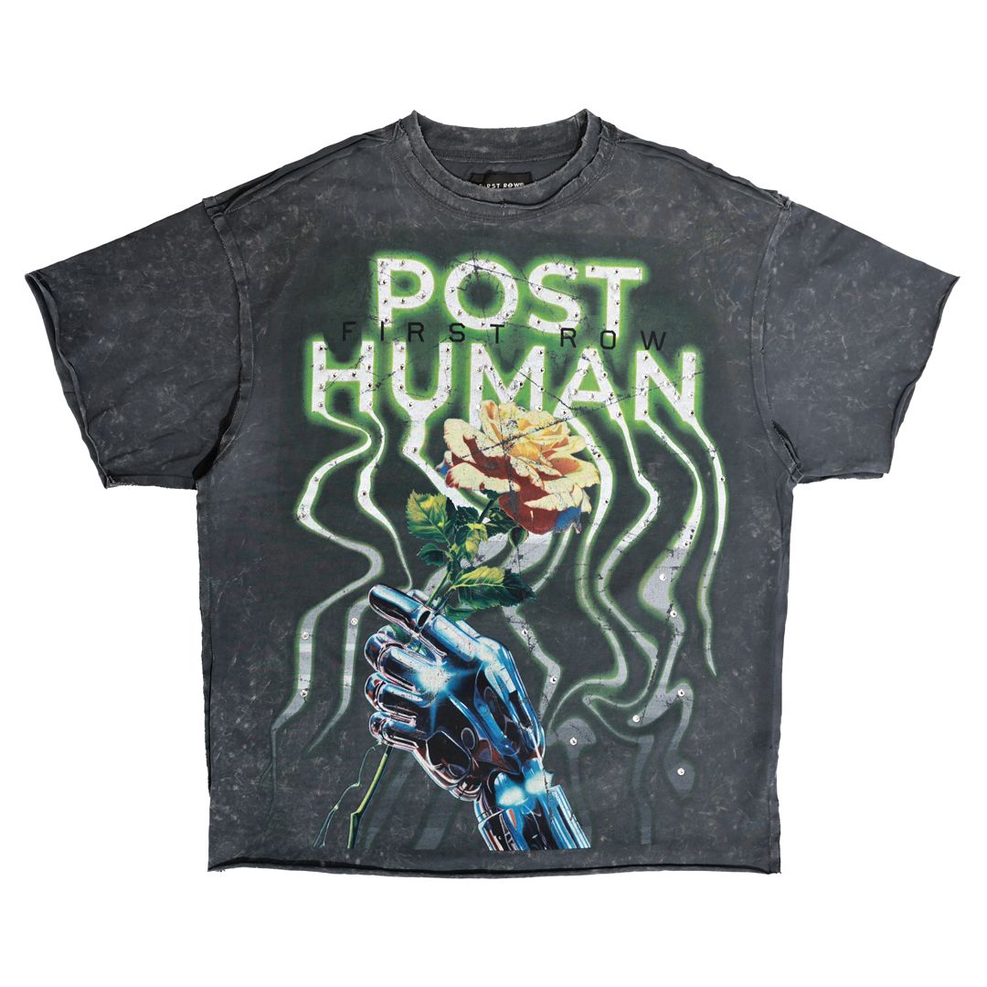 FIRST ROW POST HUMAN SOFT CODE WASHED TEE