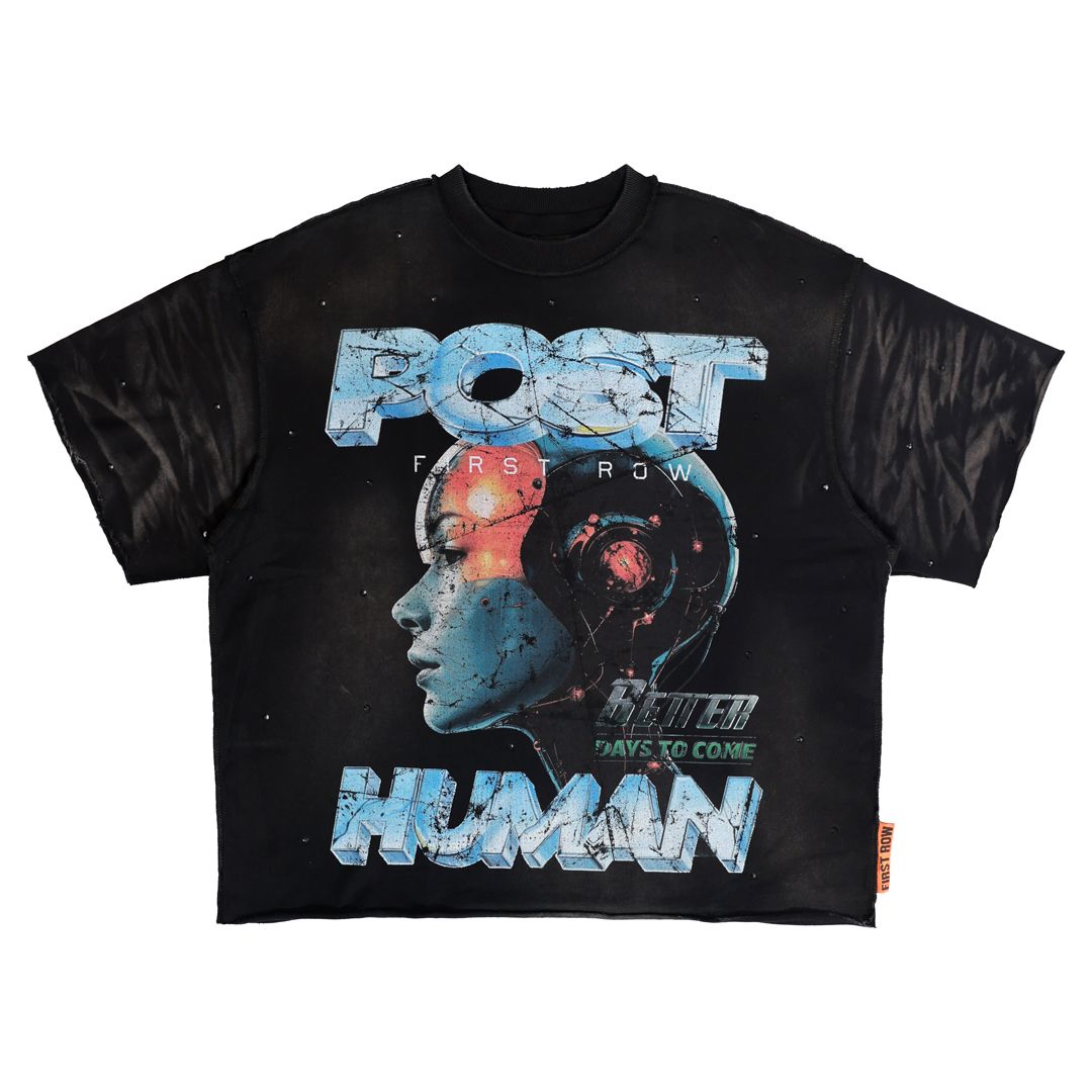 FIRST ROW POST HUMAN FULLY OPERATIONAL WASHED CROPPED TEE