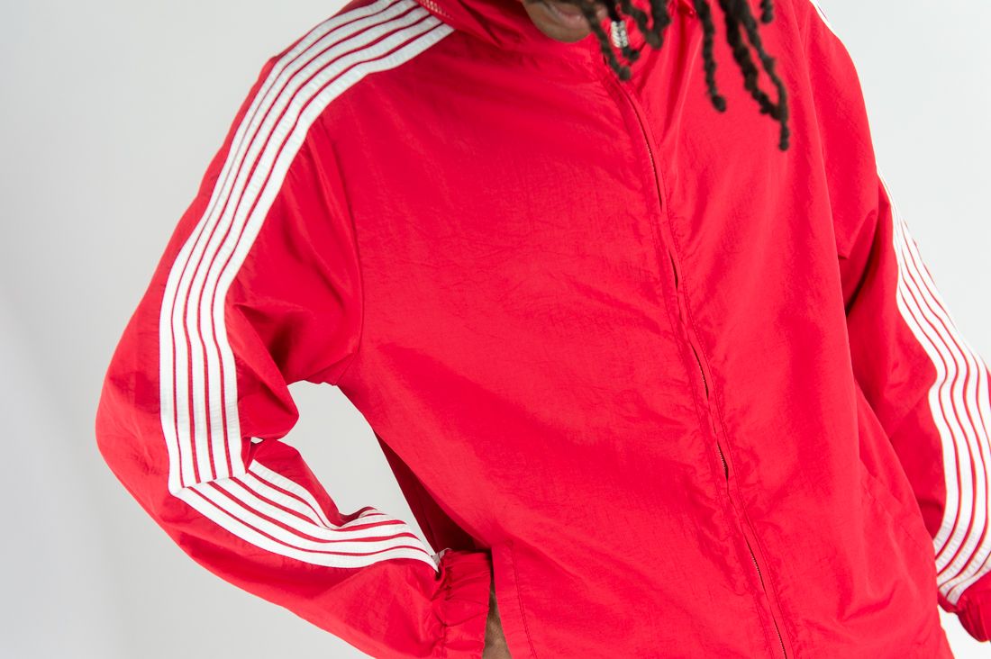 Rebel Minds Red / White Stripe Nylon Windbreaker Jacket