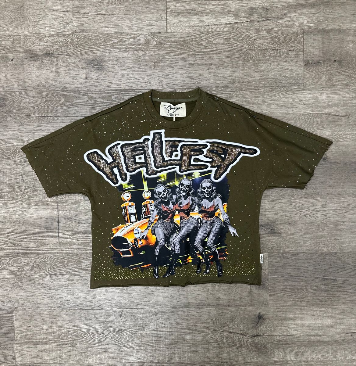 Bkys Hellfest Cropped Olive T-Shirt