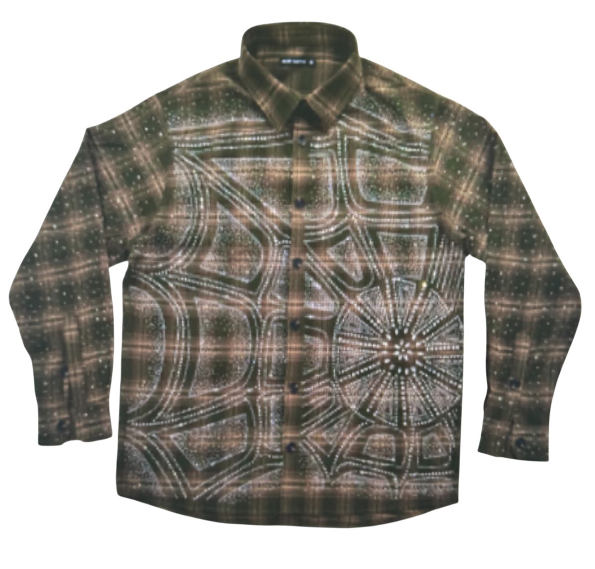 Silnt Chptrs "Cosmos" Olive Rhinestone Button Down