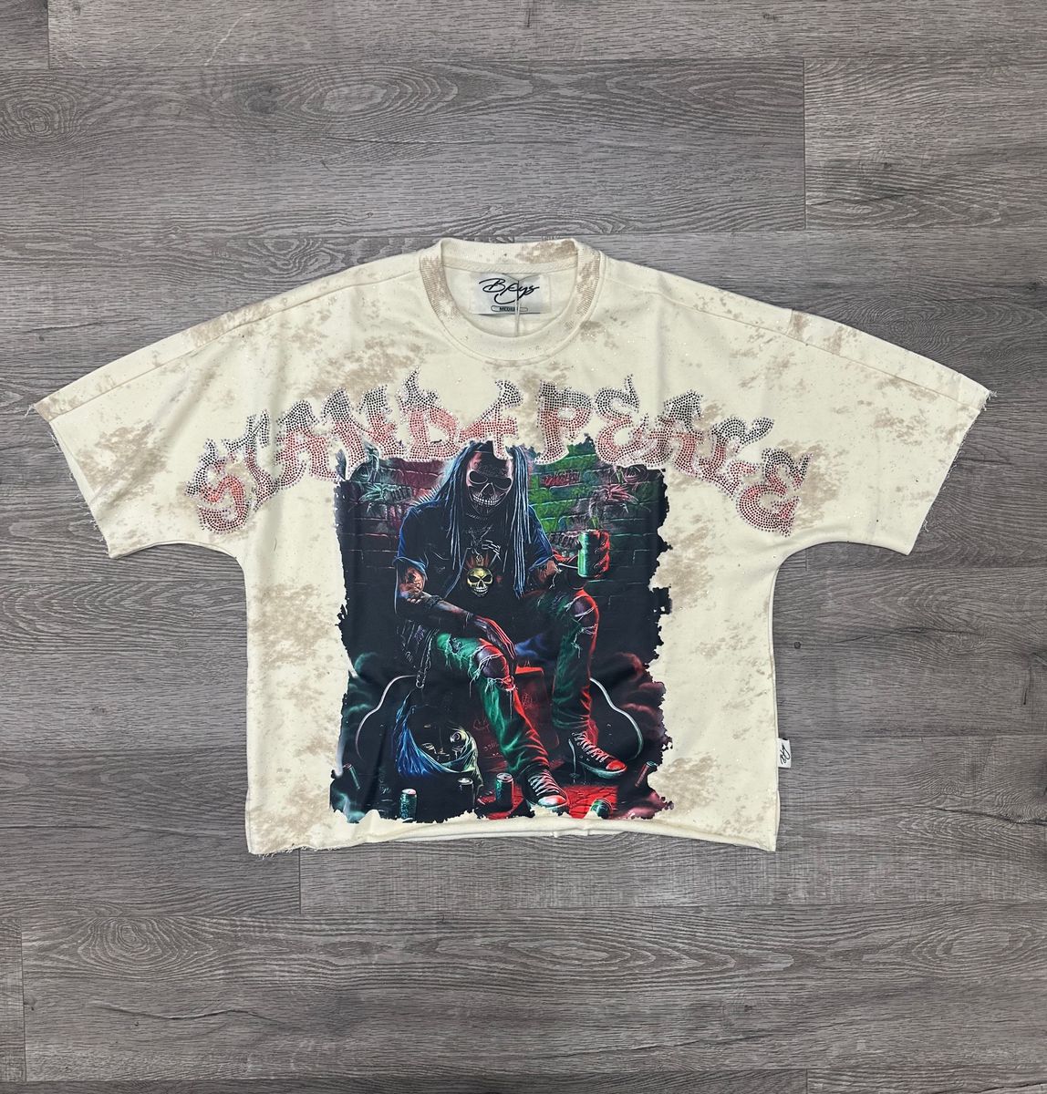 Bkys Stand 4 Peace Off White Cropped T-Shirt