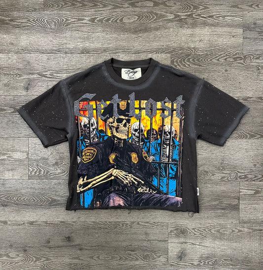 Bkys Get Lost  Charcoal Grey Cropped T-Shirt