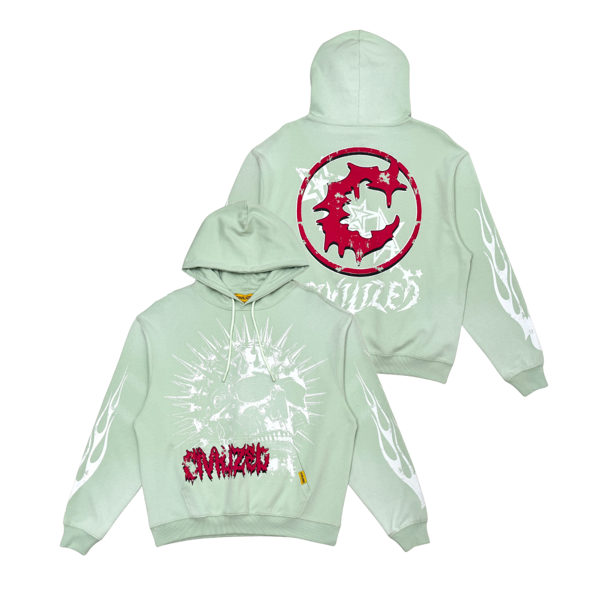 Civilized Skull Washed Mint Hoodie