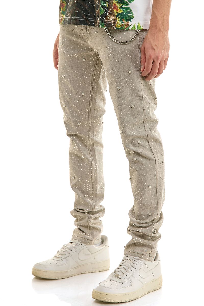Kdnk Any Season Pearl Rhinestone Skinny Grey Jeans