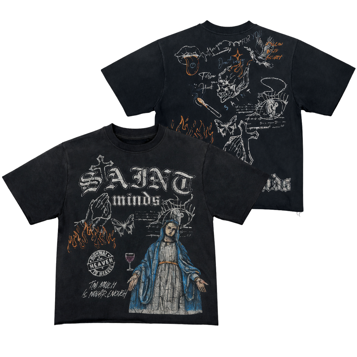 Rebel Minds Saint Black T-Shirt