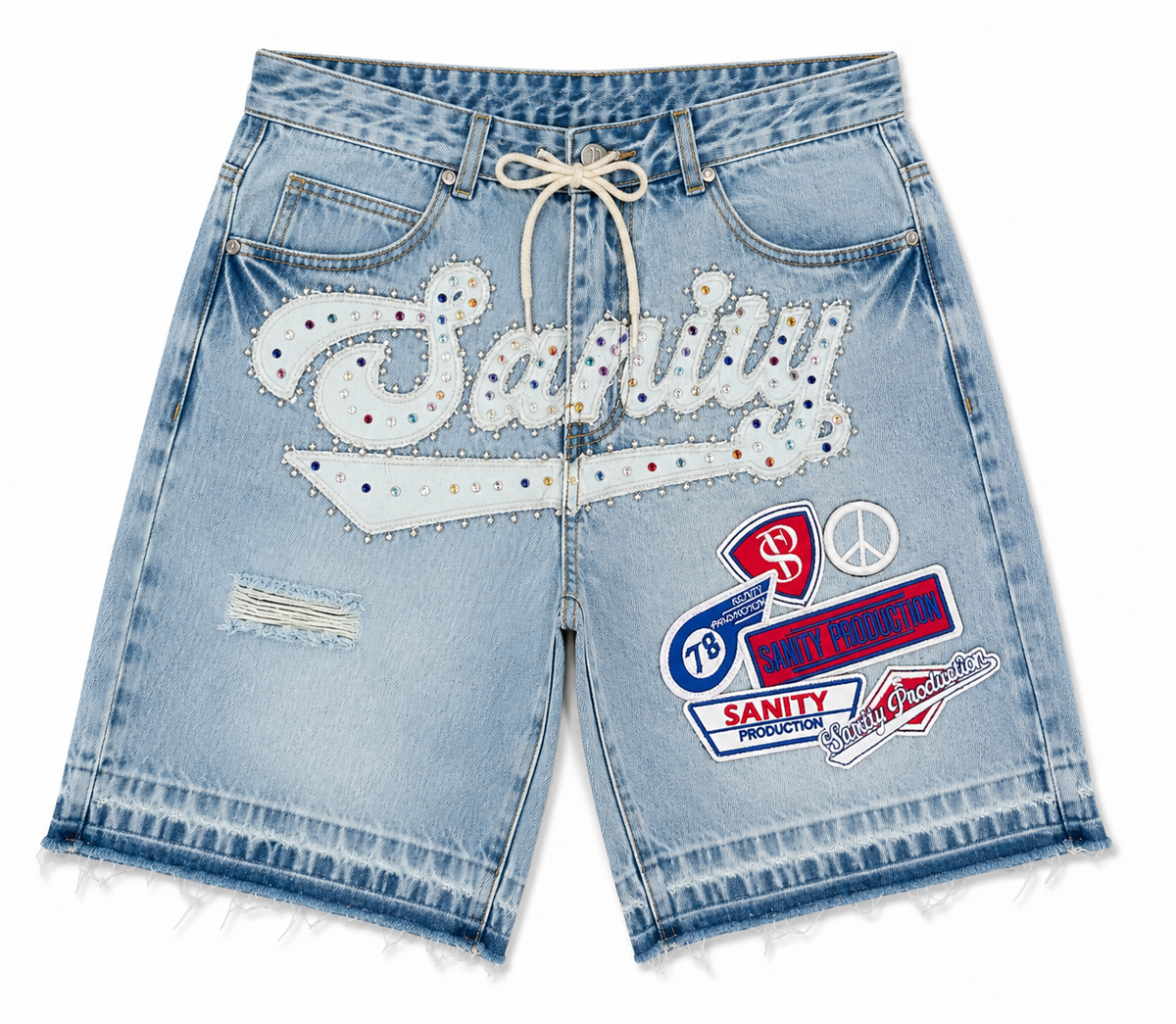 Politics Sanity Shorts - Light Wash