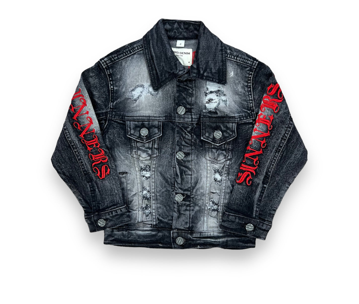 FWRD SAINT X SINNERS WASH.BLACK/RED DENIM JACKET BOY'S