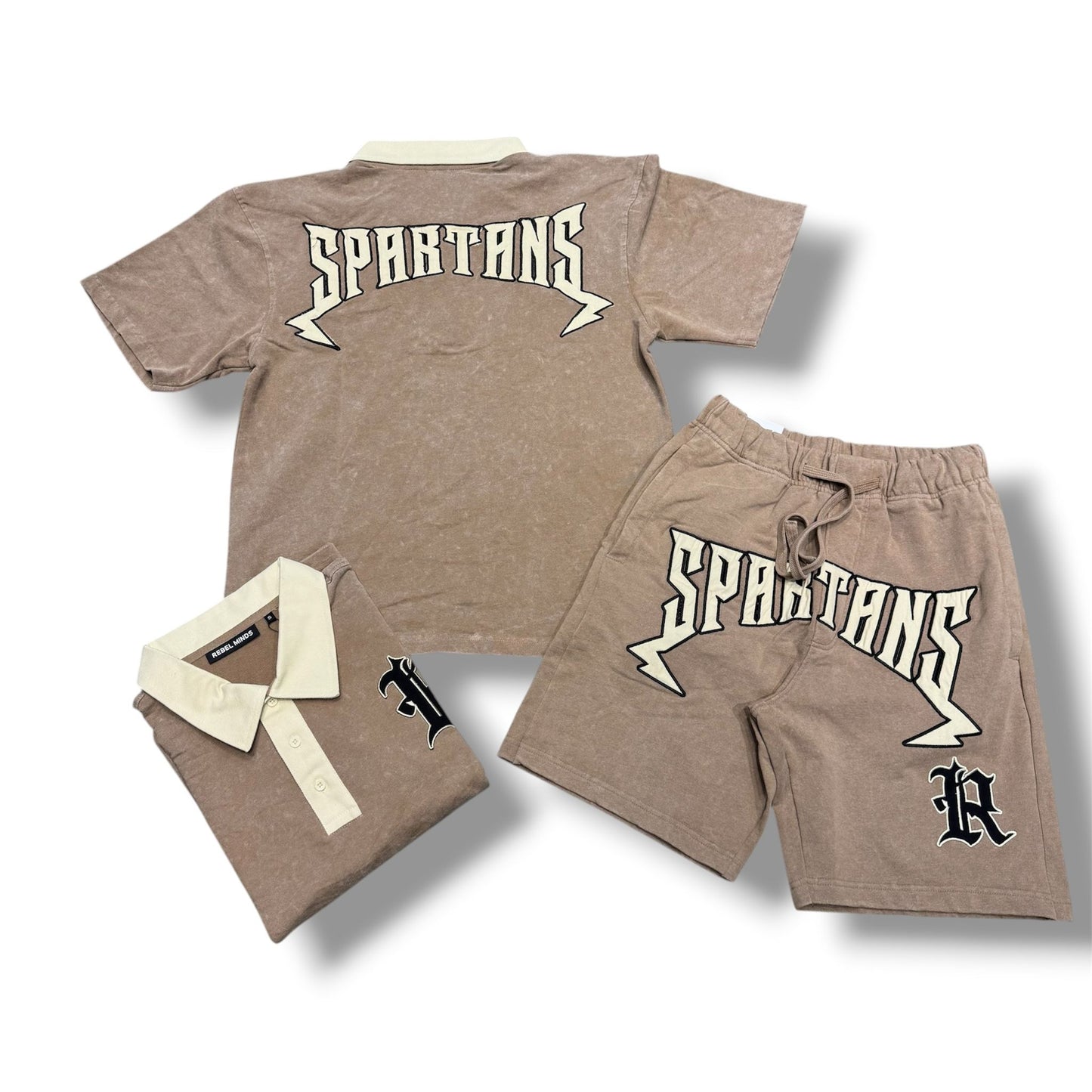 Rebel Minds Spartans Washed Taupe Short Set