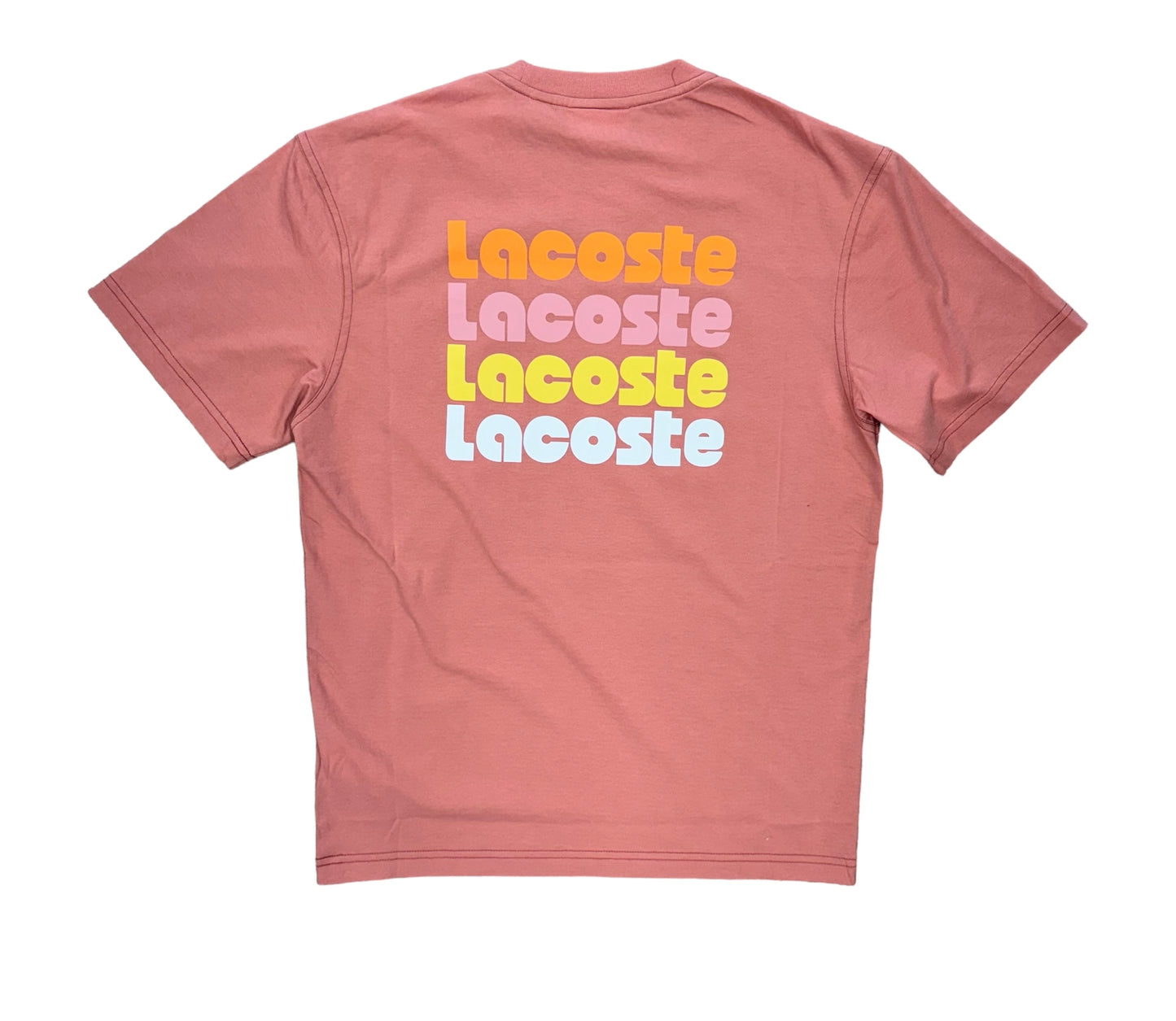 LACOSTS MEN'S WASHED EFFECT PINK T-SHIRT
