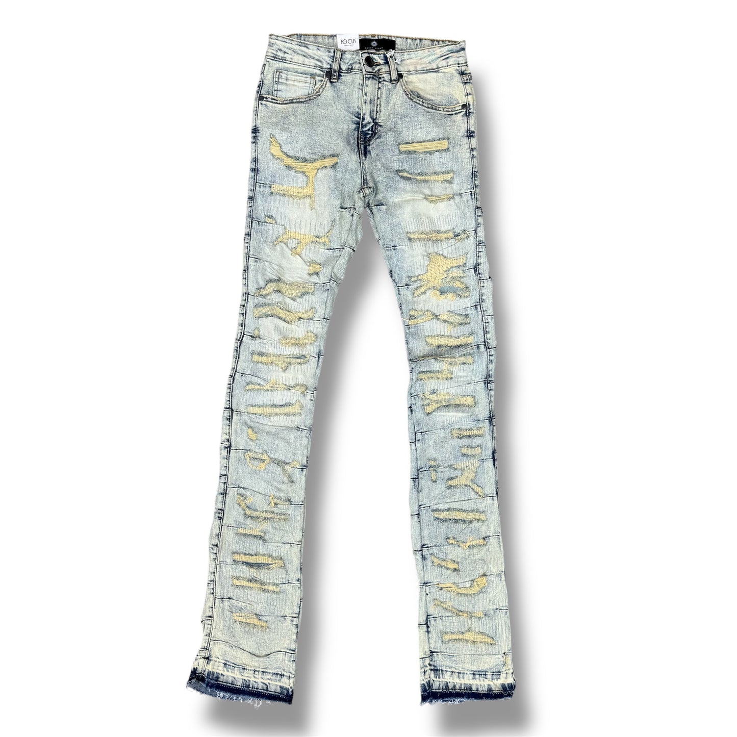 Focus Denim Distressed "Sahara Vintage" Stacked Flare
