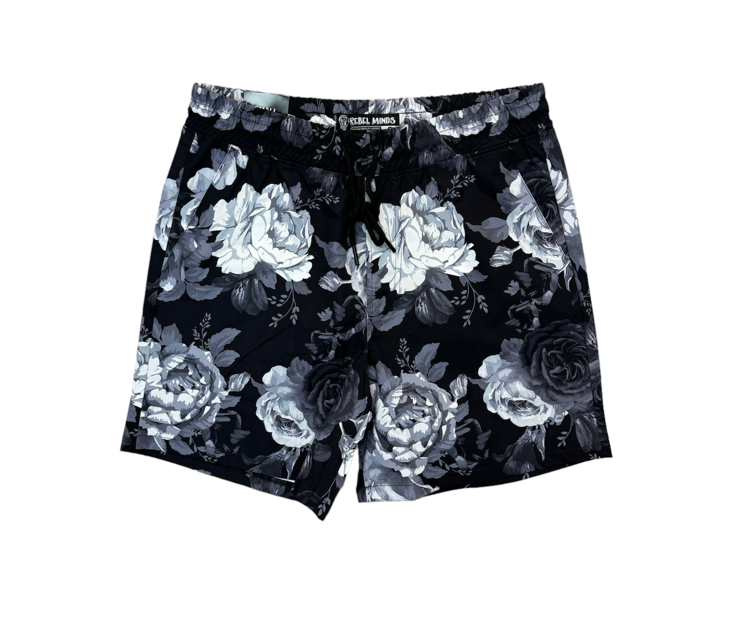 REBEL MINDS VINTAGE ROSE BOARD BLACK SHORTS