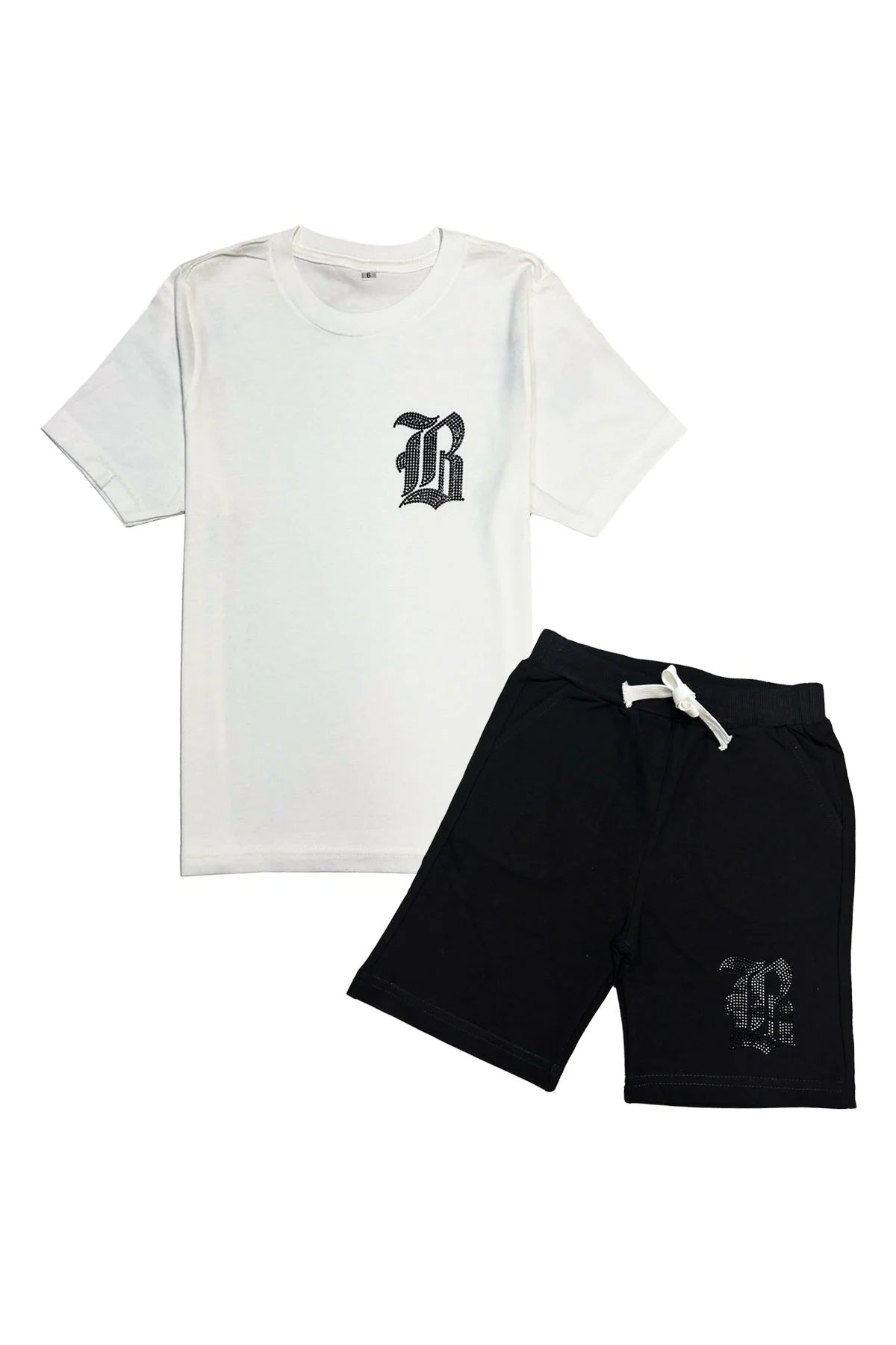 Black Label Black Bling Crew Neck T-Shirt and Cotton Shorts Set "Kids"