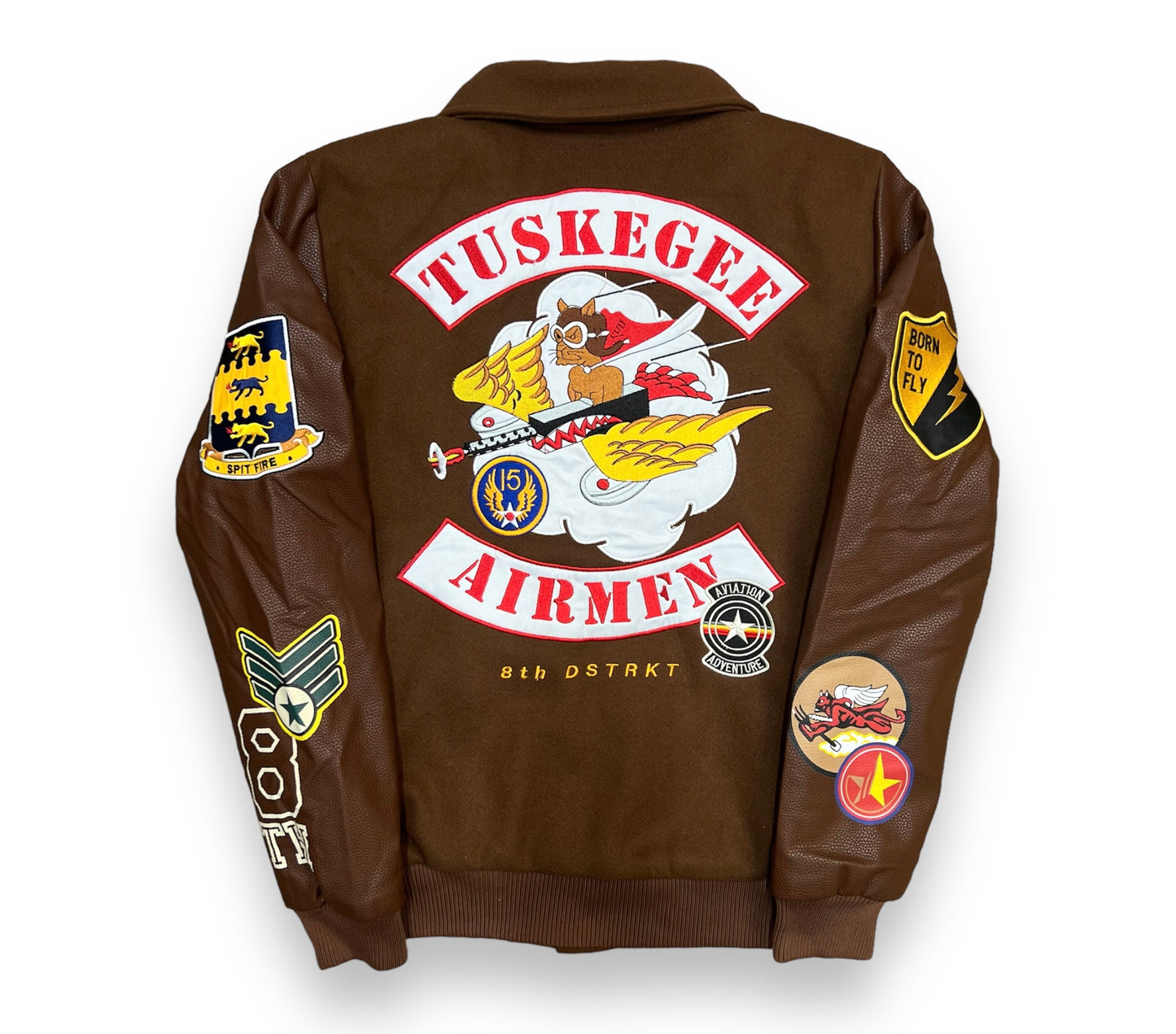 8ight Dstrkt Tuskegee Airmen Brown Varsity Jacket