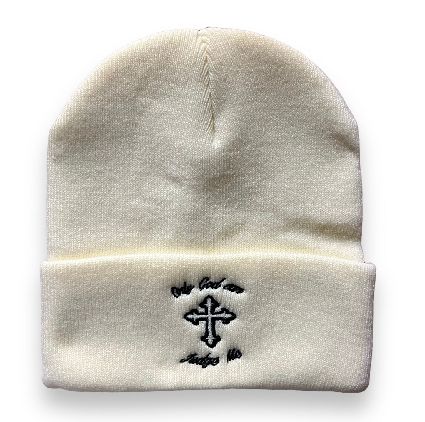 MUKA ONLY GOD BEANIE HAT IVORY