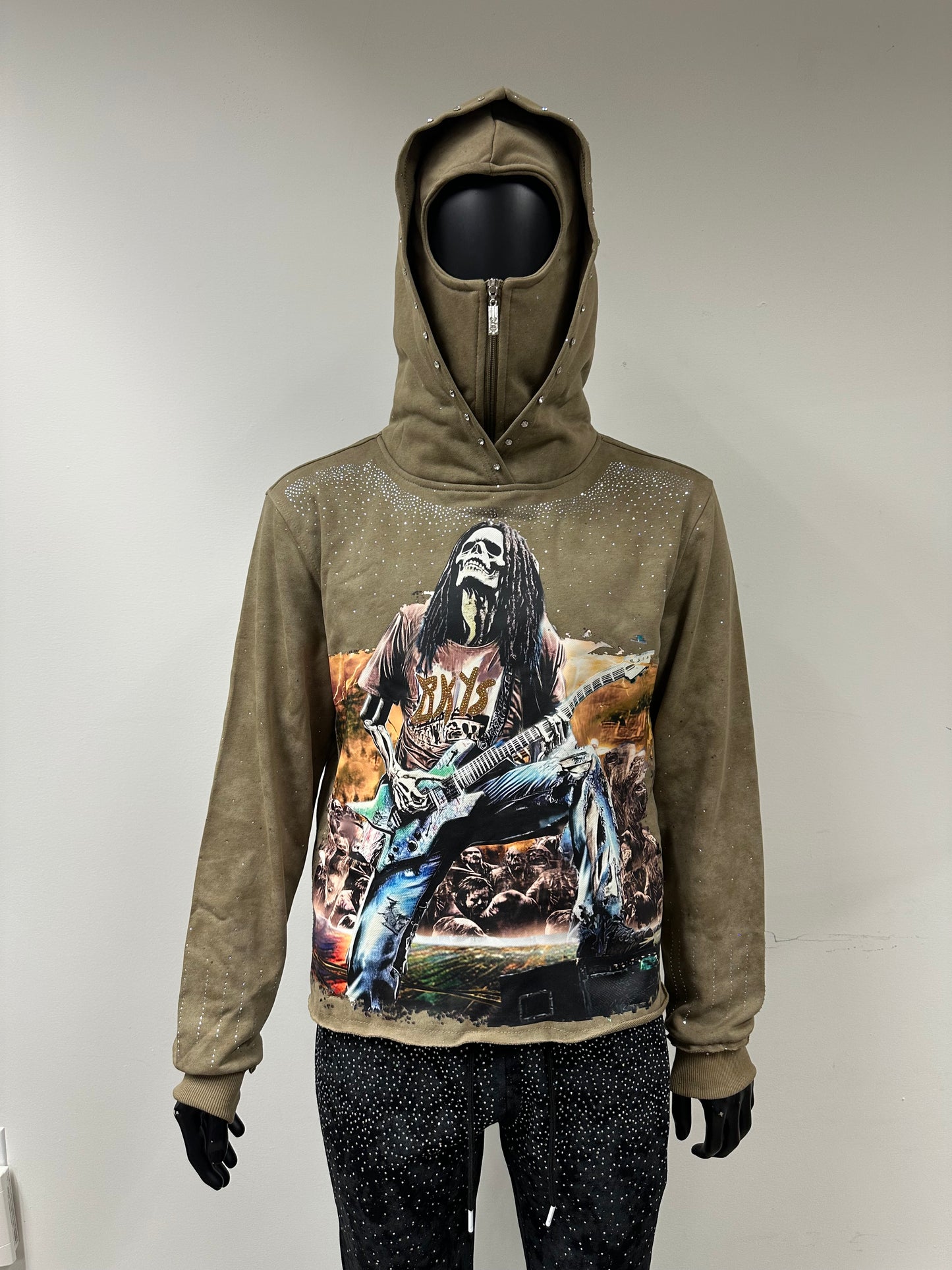 Bkys Fear No Art Khaki Cropped Hoodie