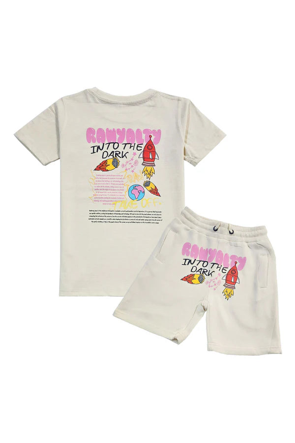 Rawyalty Into The Dark T-Shirt And Cotton Shorts Cream Kids Set