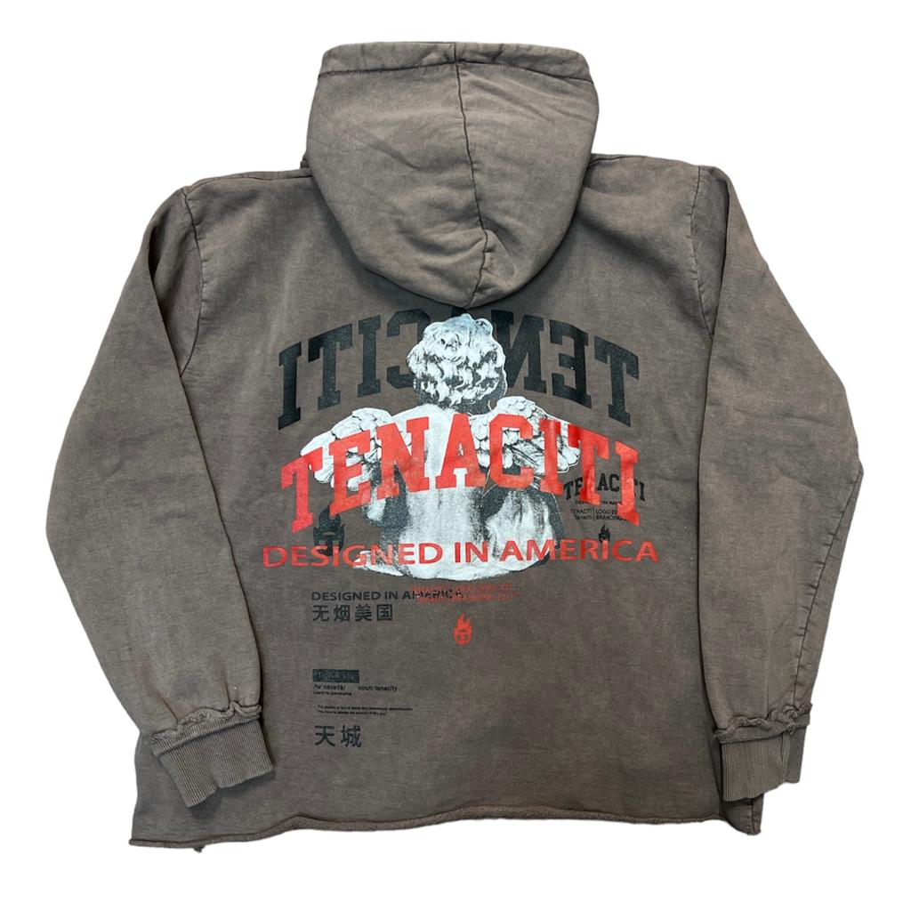 TENACITI ANGEL CROPPED HOODIE ASH BROWN