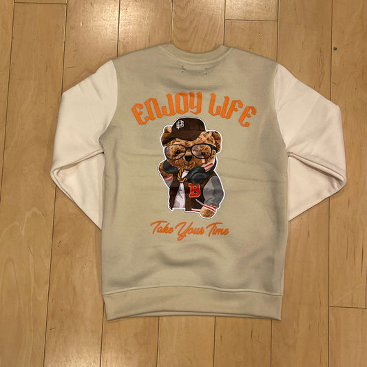 Black Pike Fleece Take Your Time Tan Crewneck Boy's