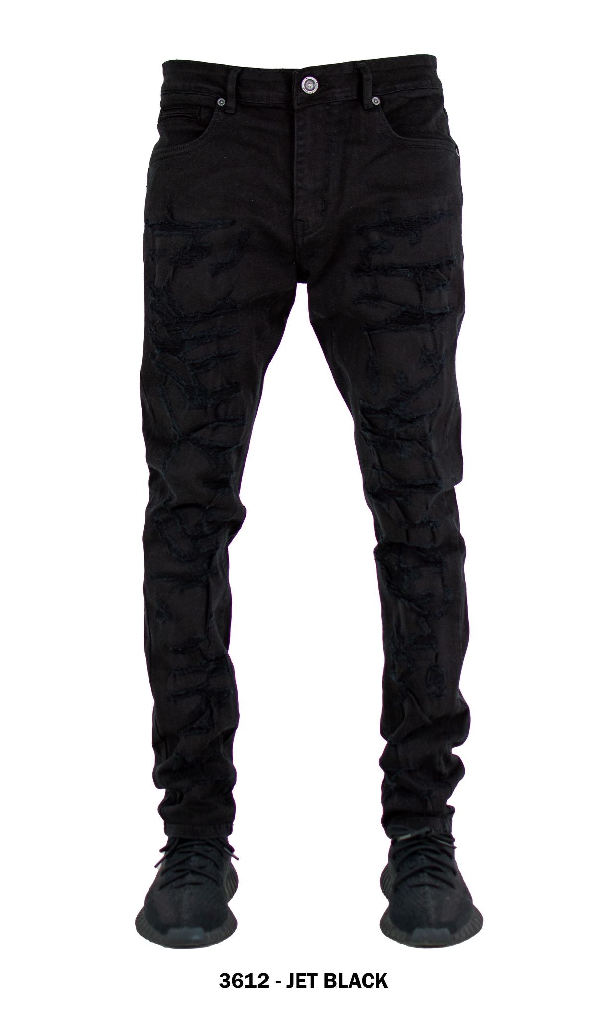 Focus Denim Distressed "Jet Black" Jeans 3612