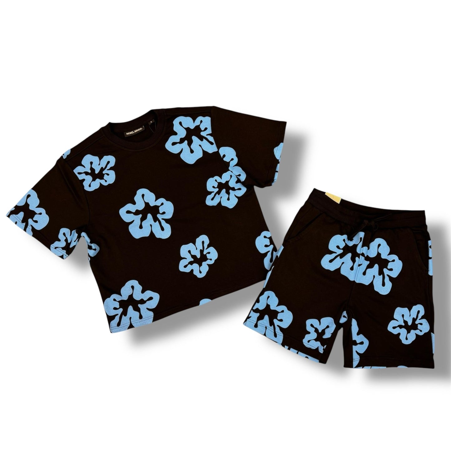 Rebel Minds Flower "Tears" Black /Blue Men's Short Set