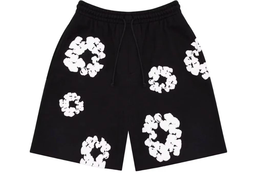 Denim Tears The Cotton Wreath Shorts "Black/White"