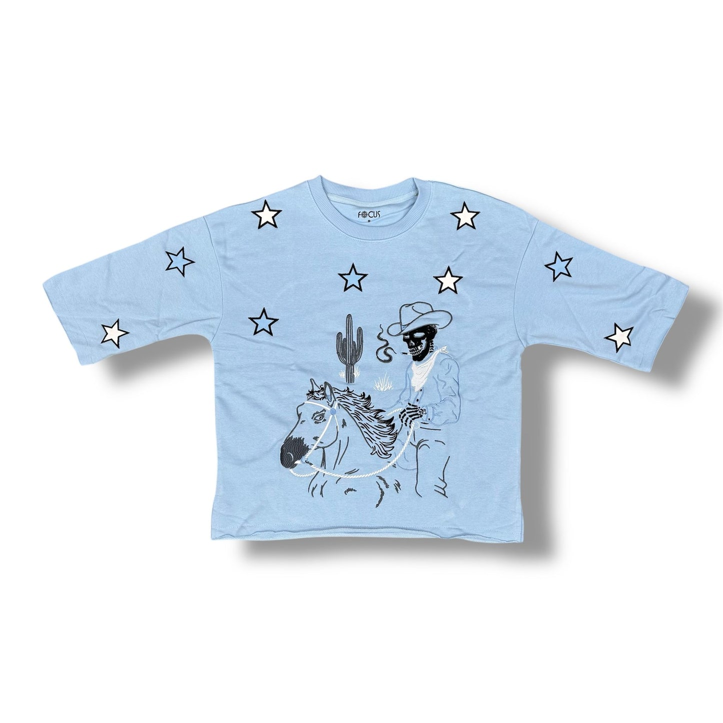Focus Cowboy Star Cropped Blue Tee