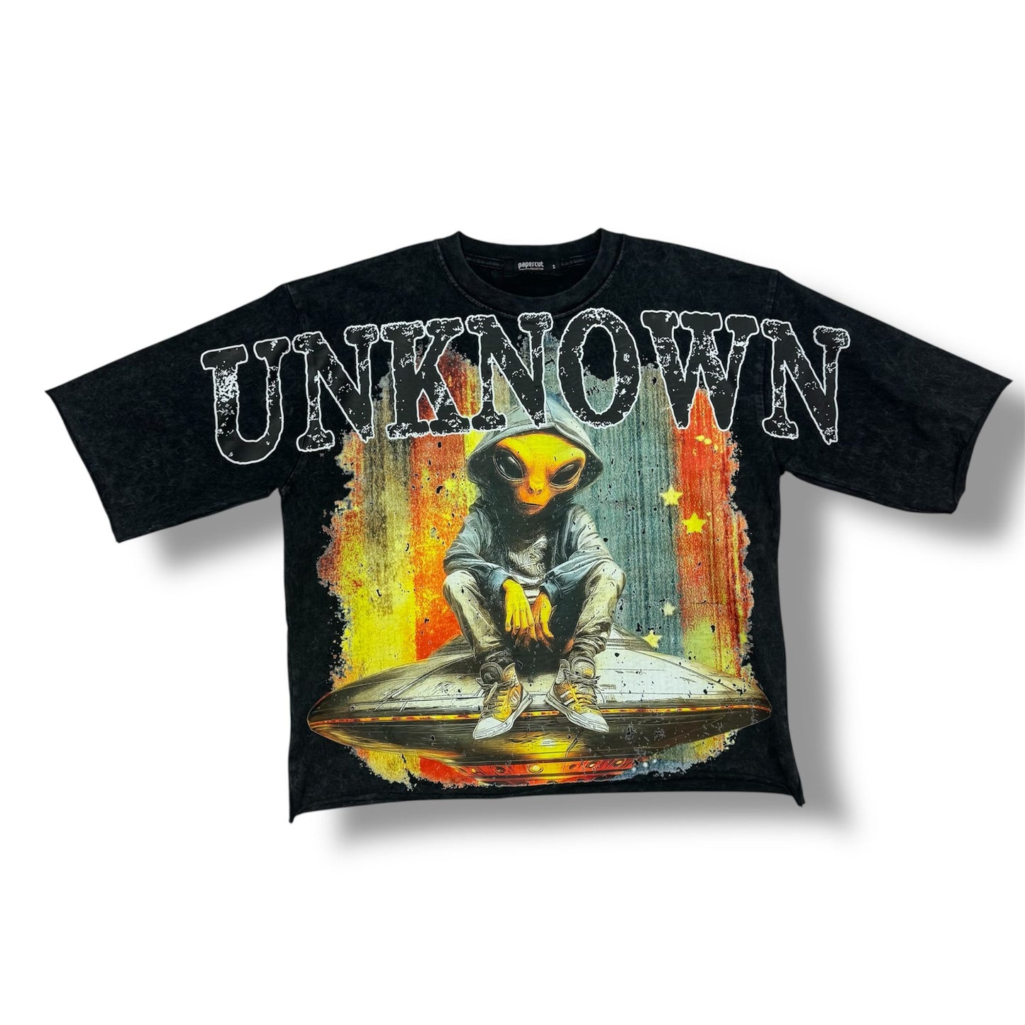 Papecut "Unknown " Wash Black Cropped T-Shirt