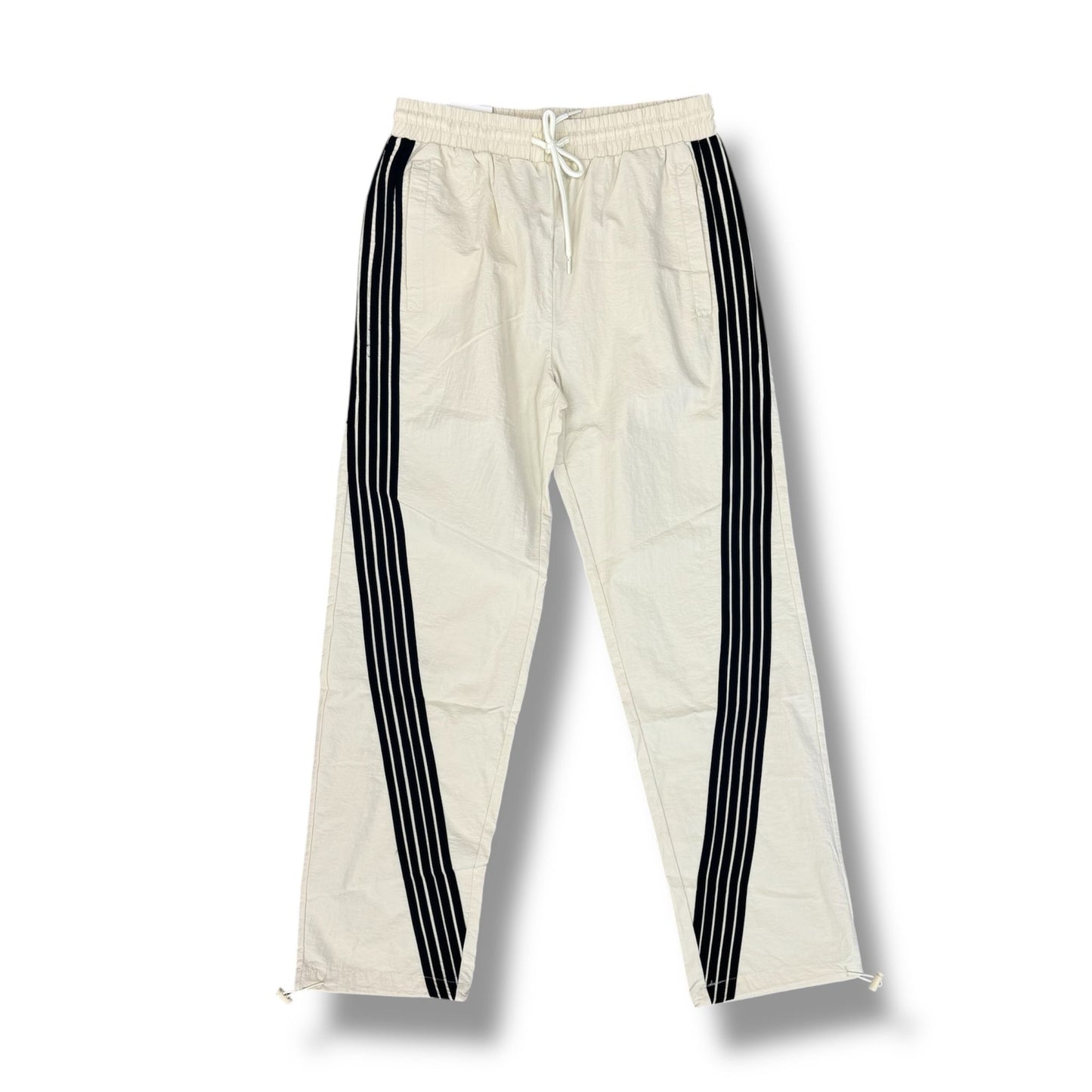 Rebel Minds Cream / White Stripe Nylon Track Pants