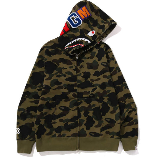 BAPE 1ST Camo Shark Full Zip Hoodie Dark Green