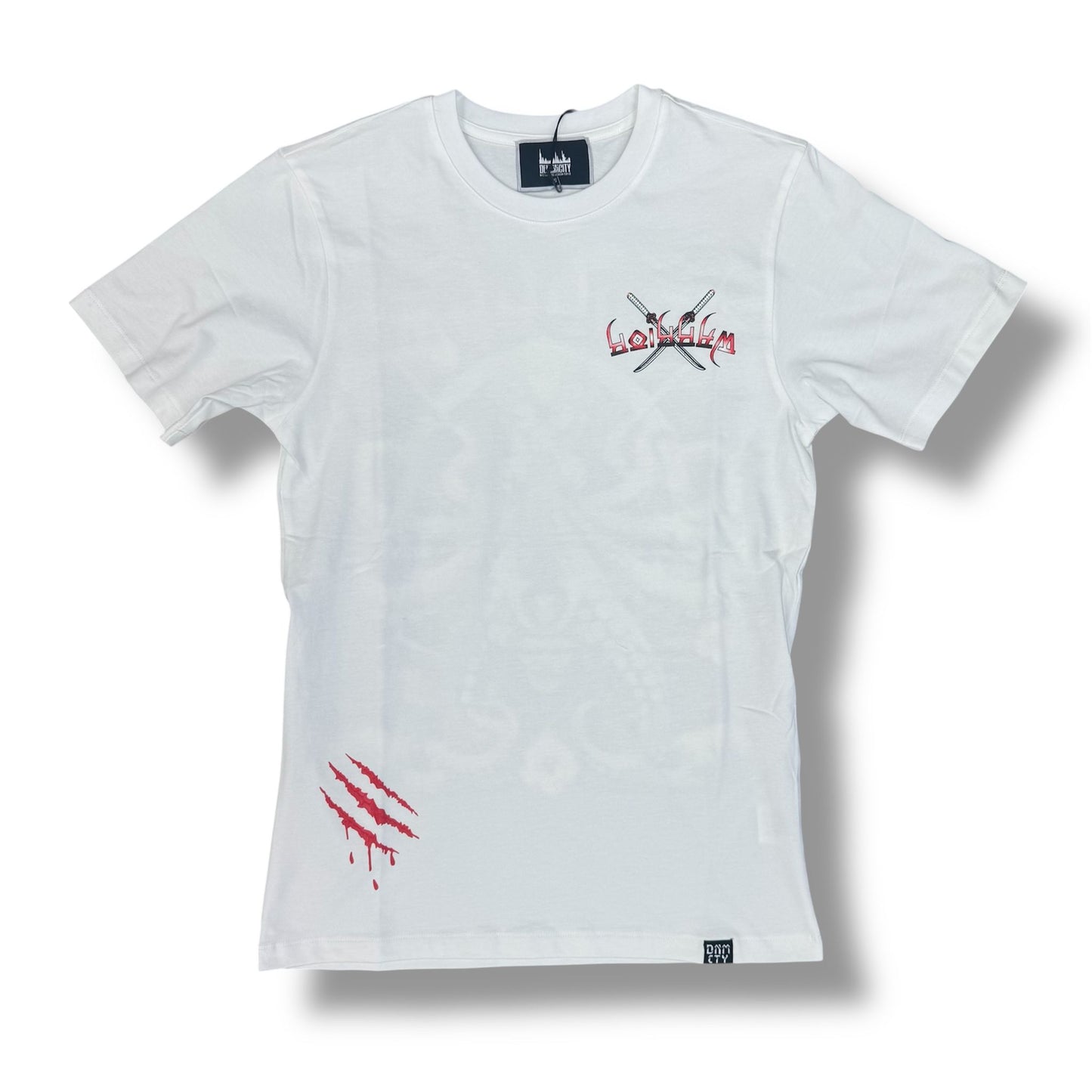 DENIMICITY WARRIOR OF THE SEAS STONED OUT WHITE T-SHIRT