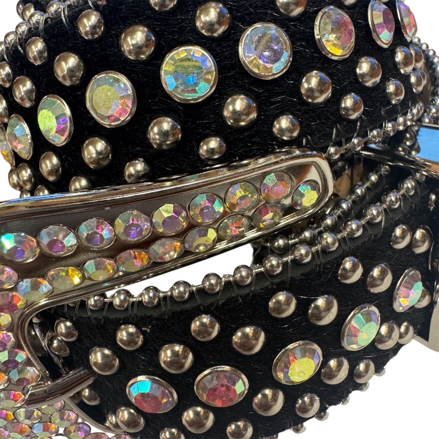 Men's Rhinestones Belt Black/White