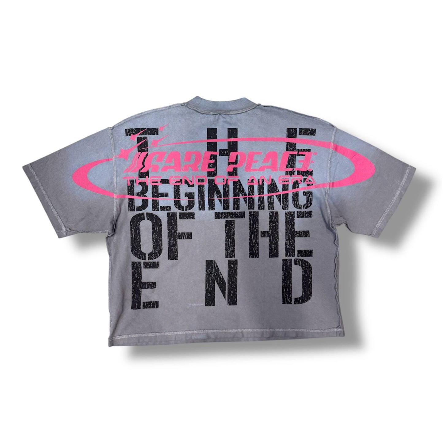 Pare Peace Print Rhinestone Grey T-Shirt