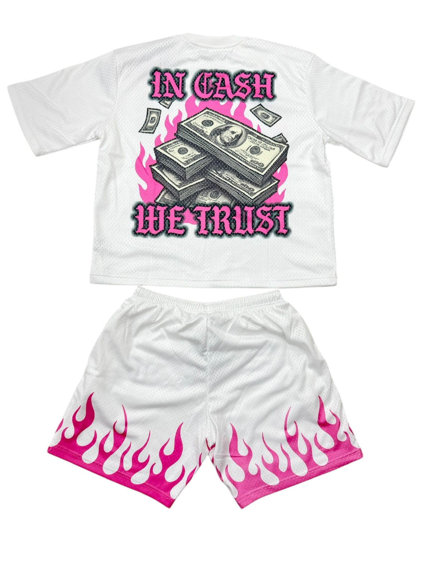 Focus Trust The Process Short Set White /Pink