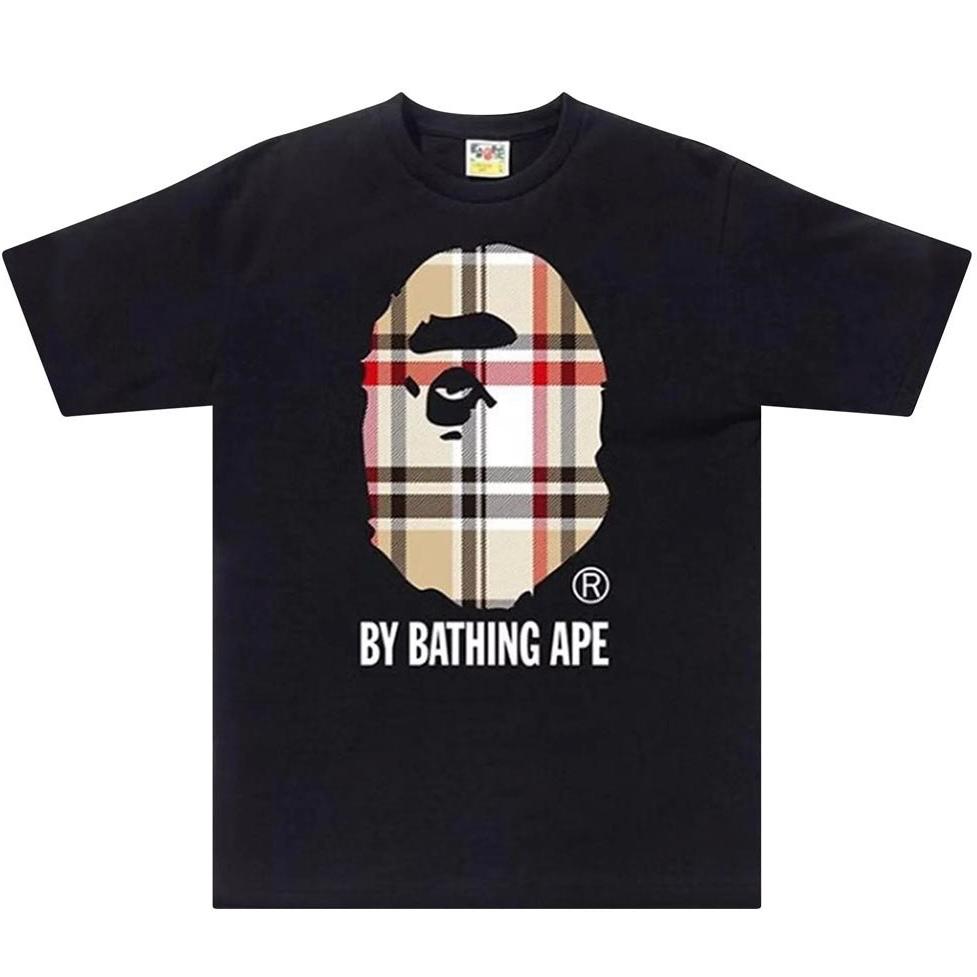 BAPE A Bathing Ape Check by Bathing Tee Black/Beige