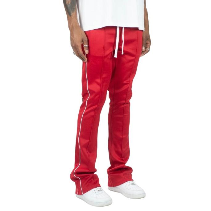 Rebel Minds Red/White Stacked Flare Stripe Track Pants